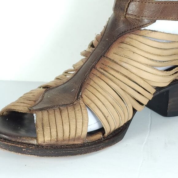 FREEBIRD BY STEVEN Women's Arrow US9 Tan Distressed Leather Strappy Sandals - Picture 15 of 16